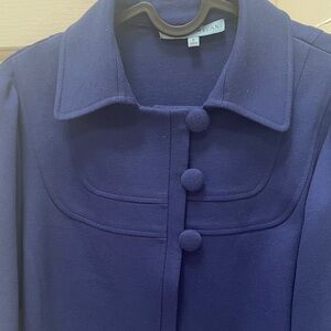 ANTONIO MELANI Navy Blue Cropped Blazer with Covered Buttons